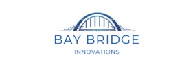 Bay Bridge Innovations logo featuring a stylized bridge with AI-inspired circuit patterns, symbolizing innovation, automation, and business growth